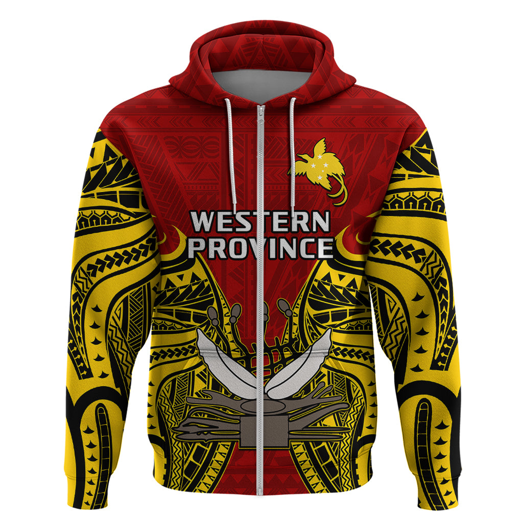 Custom Papua New Guinea Hoodie Western Province Mix Coat Of Arms Polynesian Art - Wonder Print Shop