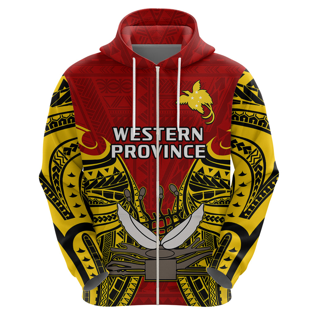 Custom Papua New Guinea Hoodie Western Province Mix Coat Of Arms Polynesian Art - Wonder Print Shop
