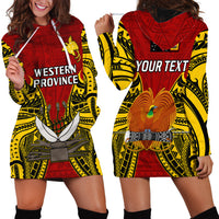 (Custom Personalised) Papua New Guinea Hoodie Dress Western Province Mix Coat Of Arms Polynesian Art - Wonder Print Shop