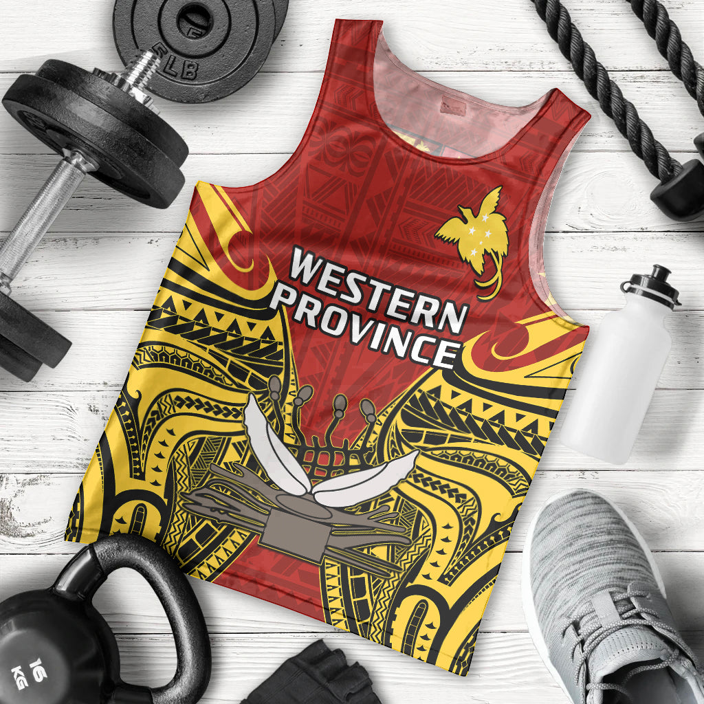 custom-personalised-papua-new-guinea-men-tank-top-western-province-mix-coat-of-arms-polynesian-art