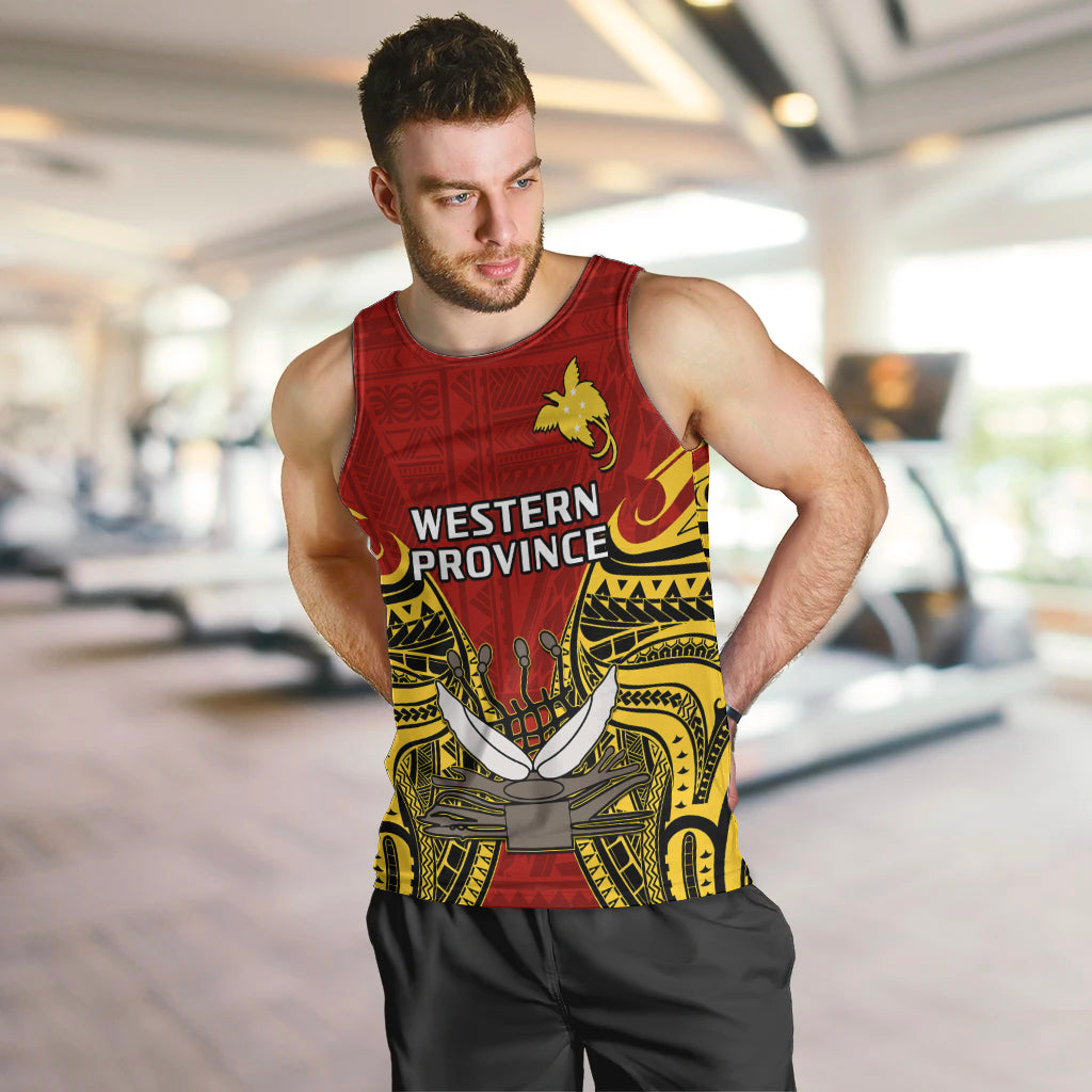 custom-personalised-papua-new-guinea-men-tank-top-western-province-mix-coat-of-arms-polynesian-art