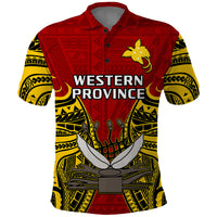Custom Papua New Guinea Polo Shirt Western Province Mix Coat Of Arms Polynesian Art - Wonder Print Shop