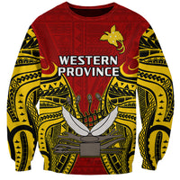 (Custom Personalised) Papua New Guinea Sweatshirt Western Province Mix Coat Of Arms Polynesian Art - Wonder Print Shop