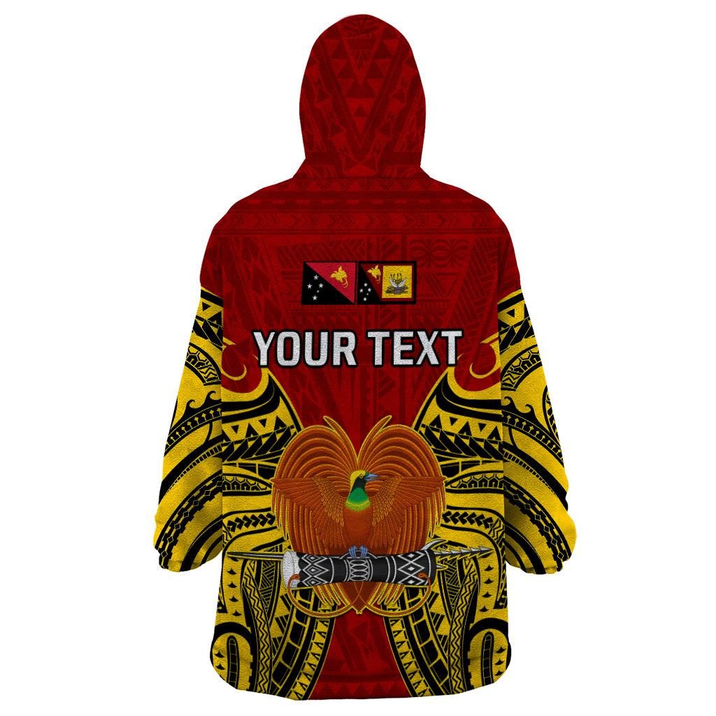 (Custom Personalised) Papua New Guinea Wearable Blanket Hoodie Western Province Mix Coat Of Arms Polynesian Art - Wonder Print Shop