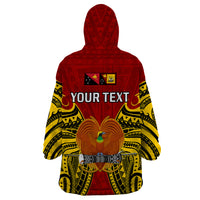 (Custom Personalised) Papua New Guinea Wearable Blanket Hoodie Western Province Mix Coat Of Arms Polynesian Art - Wonder Print Shop