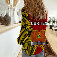 (Custom Personalised) Papua New Guinea Women Casual Shirt Western Province Mix Coat Of Arms Polynesian Art - Wonder Print Shop