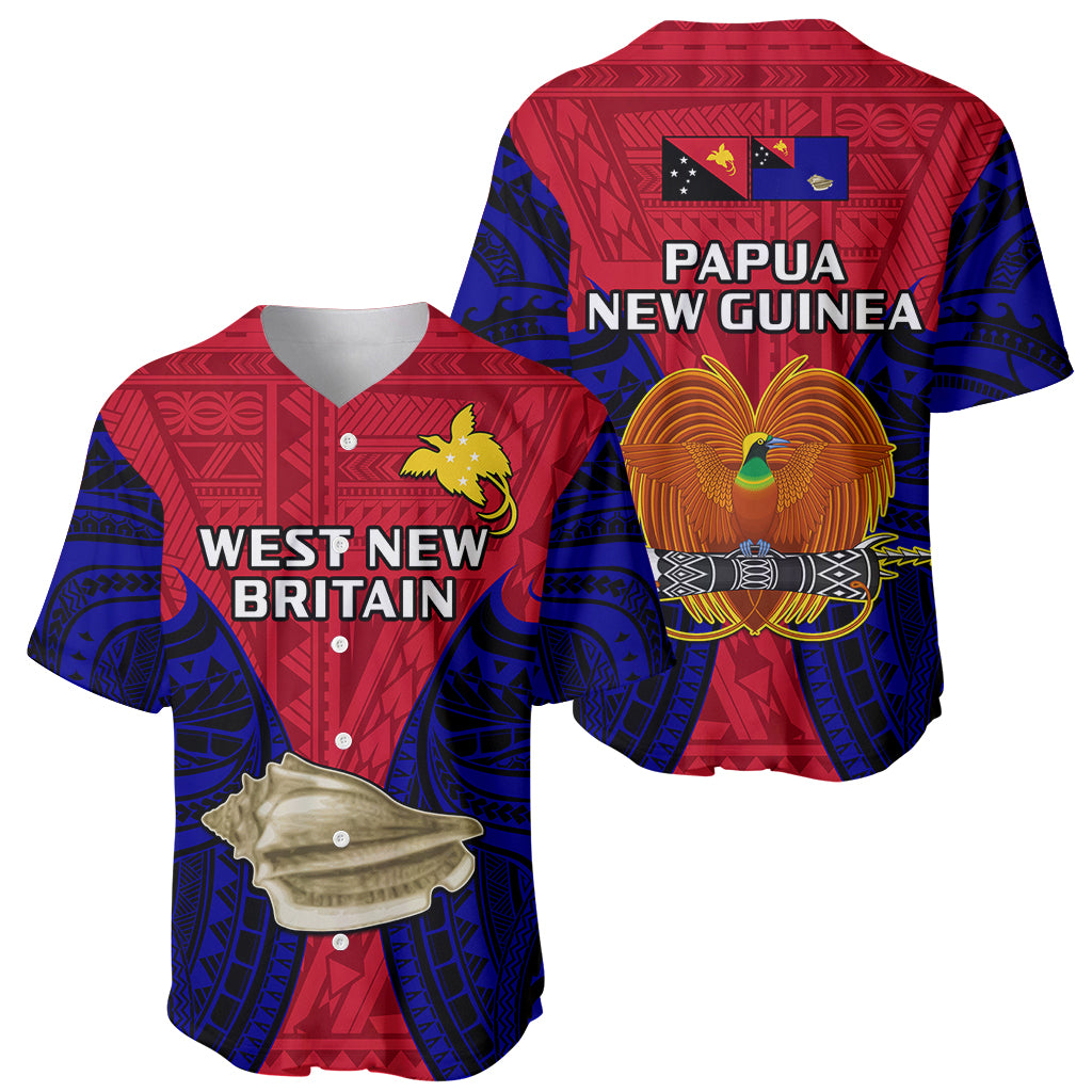 Papua New Guinea Baseball Jersey West New Britain Province Mix Coat Of Arms Polynesian Art - Wonder Print Shop