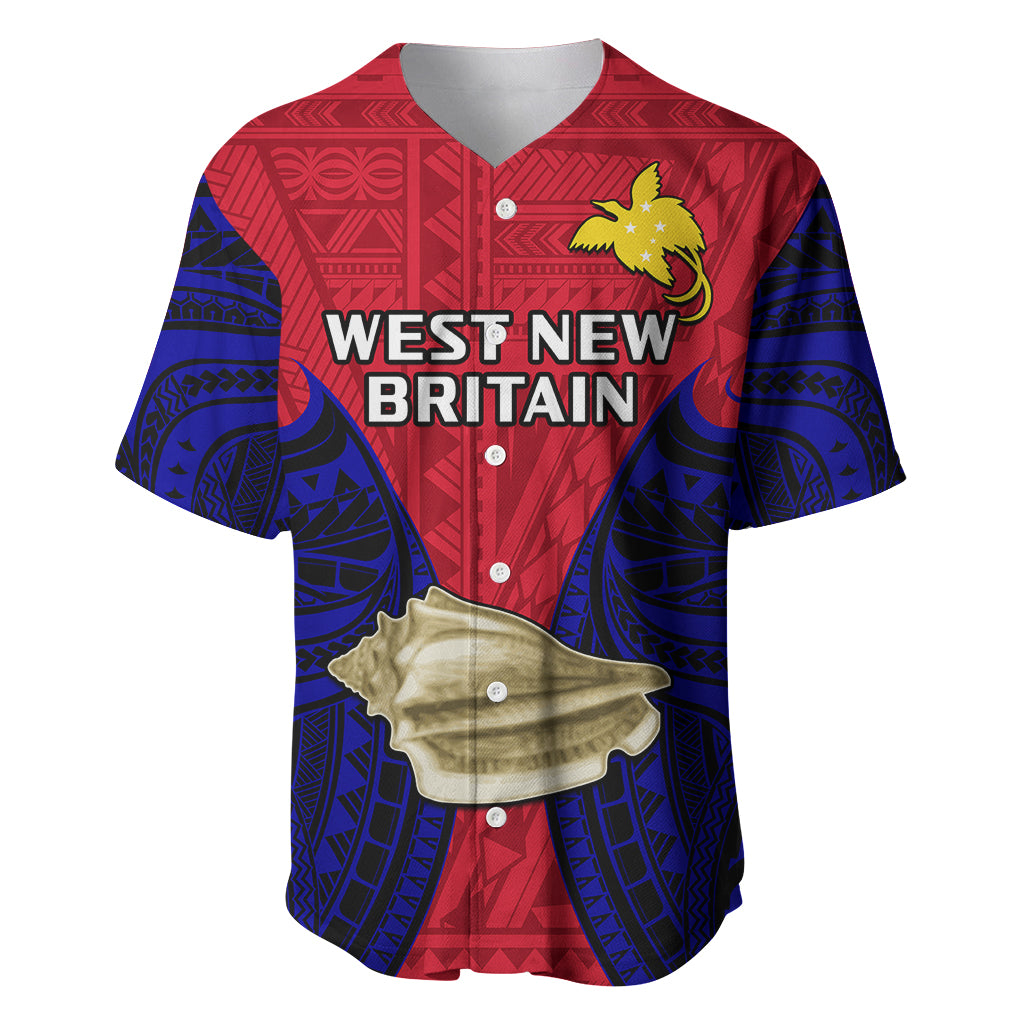Papua New Guinea Baseball Jersey West New Britain Province Mix Coat Of Arms Polynesian Art - Wonder Print Shop