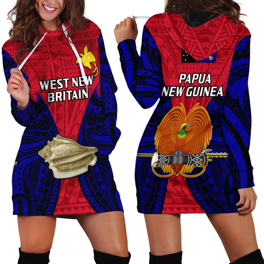 Papua New Guinea Hoodie Dress West New Britain Province Mix Coat Of Arms Polynesian Art - Wonder Print Shop
