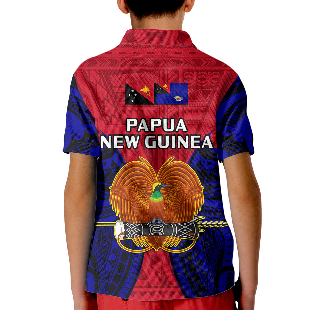 Papua New Guinea Polo Shirt for Kid West New Britain Province Mix Coat Of Arms Polynesian Art - Wonder Print Shop