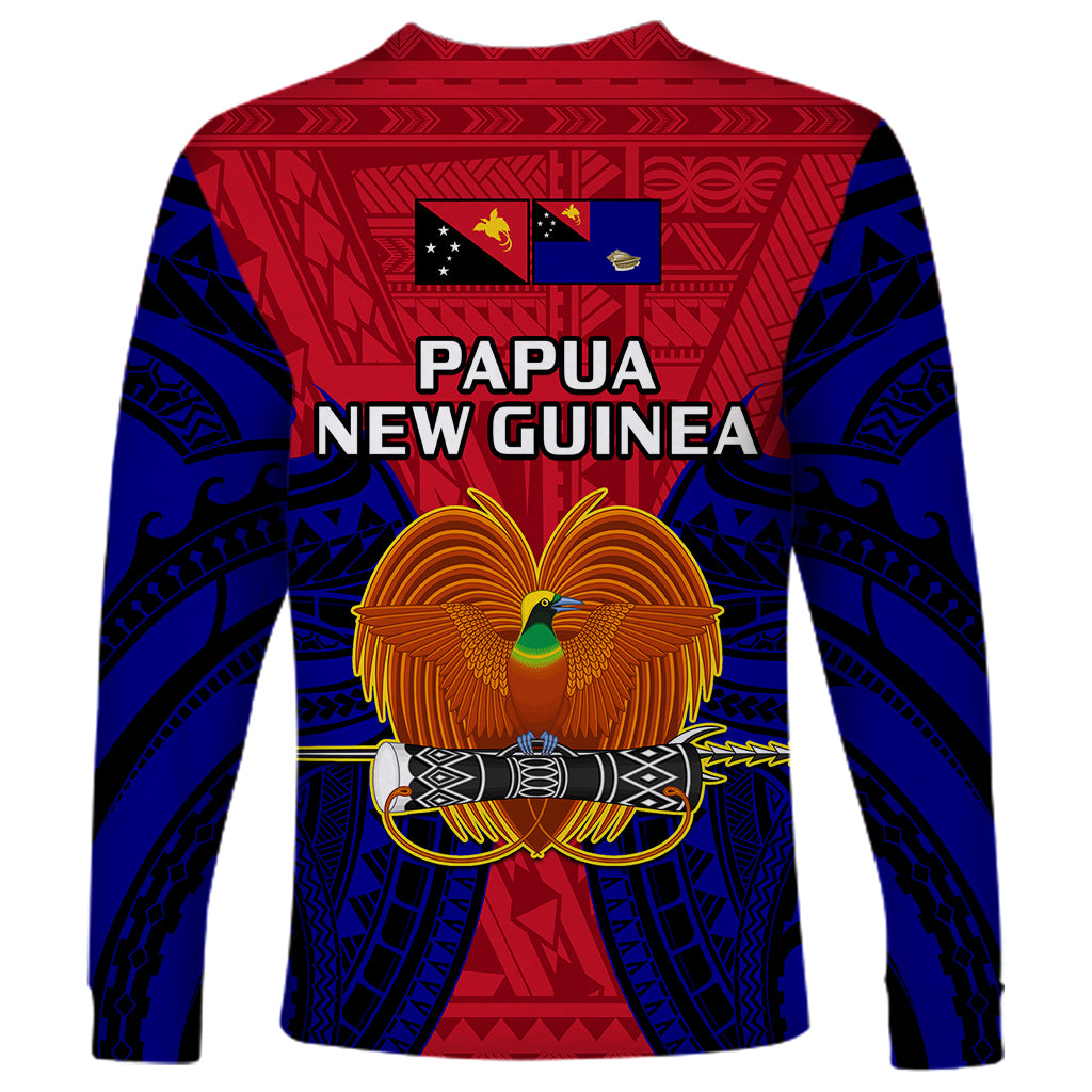 Papua New Guinea Long Sleeve Shirt West New Britain Province Mix Coat Of Arms Polynesian Art - Wonder Print Shop