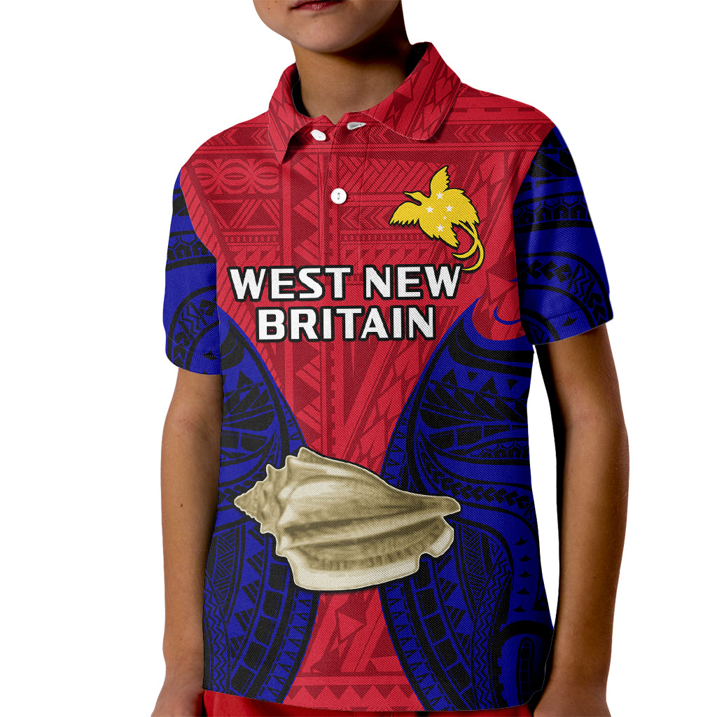 Custom Papua New Guinea Polo Shirt for Kid West New Britain Province Mix Coat Of Arms Polynesian Art - Wonder Print Shop