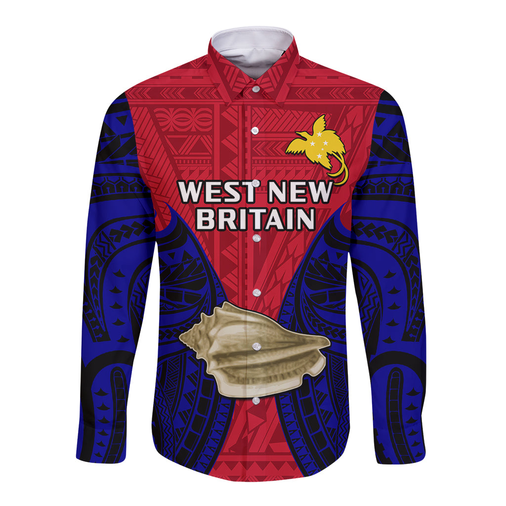(Custom Personalised) Papua New Guinea Long Sleeve Button Shirt West New Britain Province Mix Coat Of Arms Polynesian Art - Wonder Print Shop