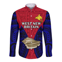 (Custom Personalised) Papua New Guinea Long Sleeve Button Shirt West New Britain Province Mix Coat Of Arms Polynesian Art - Wonder Print Shop
