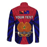 (Custom Personalised) Papua New Guinea Long Sleeve Button Shirt West New Britain Province Mix Coat Of Arms Polynesian Art - Wonder Print Shop