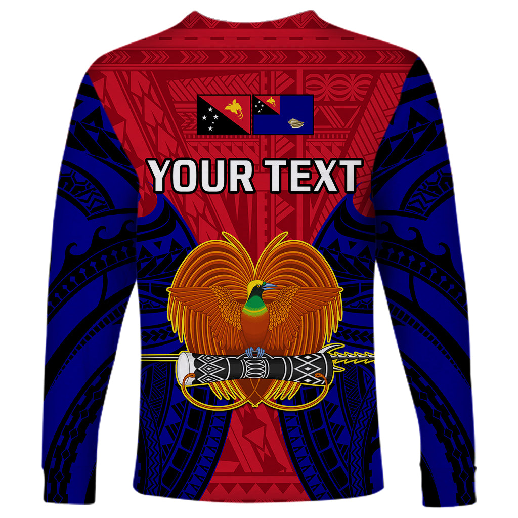 (Custom Personalised) Papua New Guinea Long Sleeve Shirt West New Britain Province Mix Coat Of Arms Polynesian Art - Wonder Print Shop