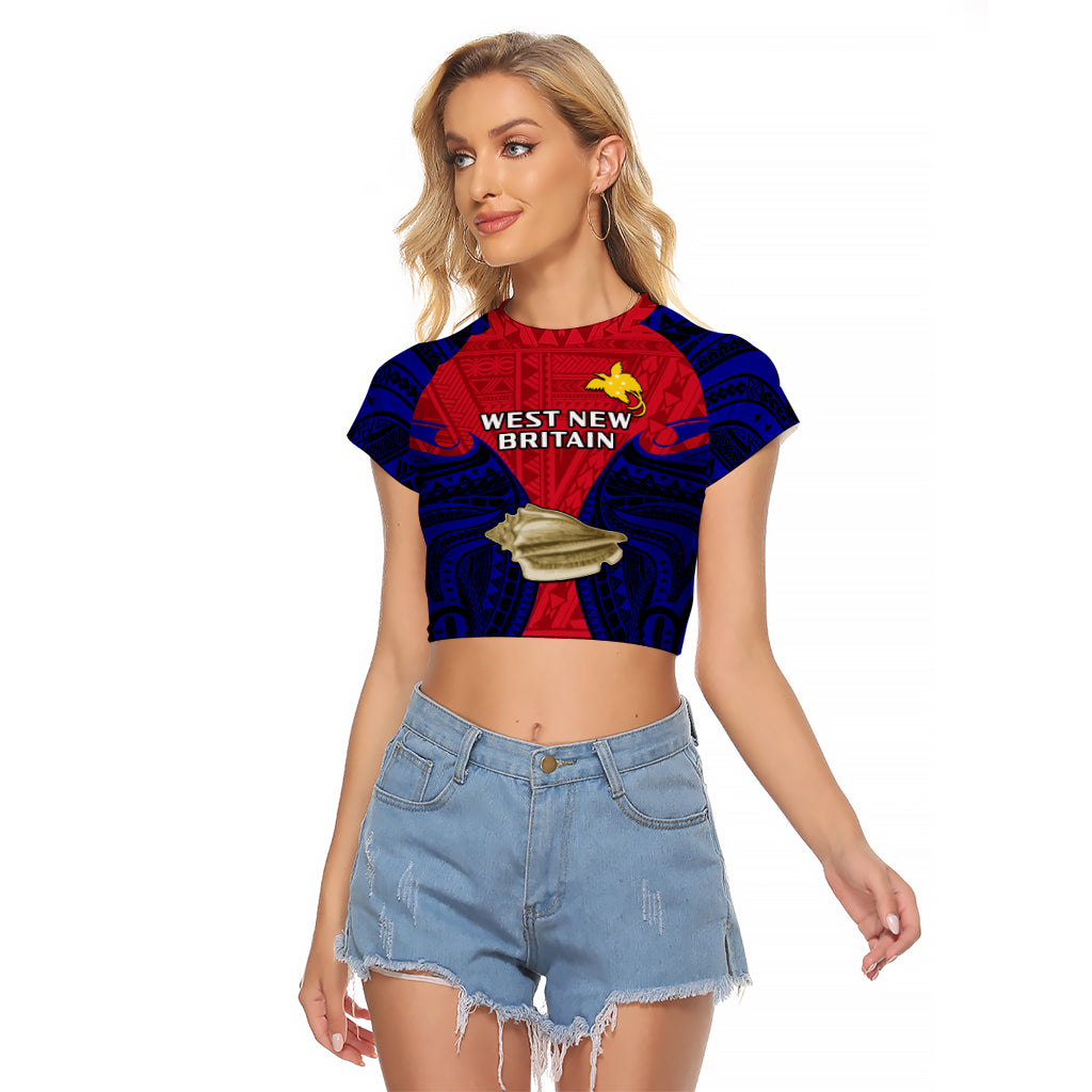 (Custom Personalised) Papua New Guinea Raglan Cropped T Shirt West New Britain Province Mix Coat Of Arms Polynesian Art - Wonder Print Shop