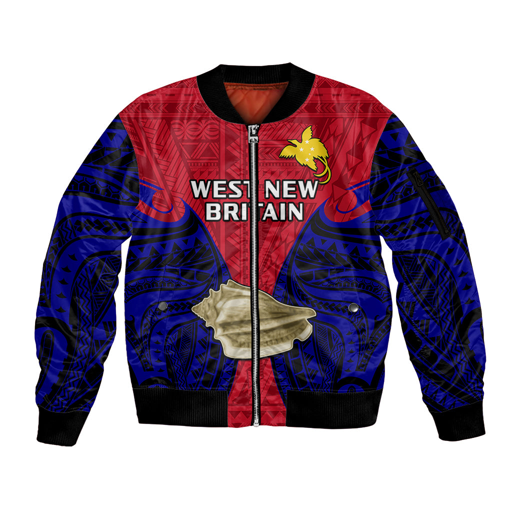 (Custom Personalised) Papua New Guinea Sleeve Zip Bomber Jacket West New Britain Province Mix Coat Of Arms Polynesian Art - Wonder Print Shop