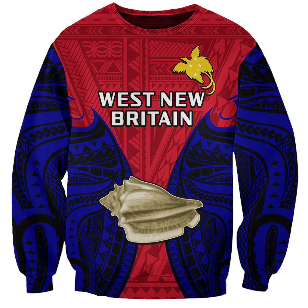 (Custom Personalised) Papua New Guinea Sweatshirt West New Britain Province Mix Coat Of Arms Polynesian Art - Wonder Print Shop