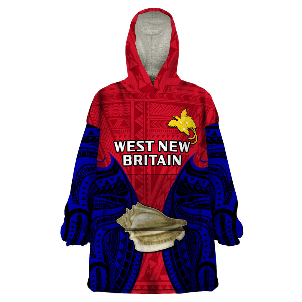 (Custom Personalised) Papua New Guinea Wearable Blanket Hoodie West New Britain Province Mix Coat Of Arms Polynesian Art - Wonder Print Shop