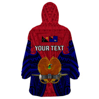 (Custom Personalised) Papua New Guinea Wearable Blanket Hoodie West New Britain Province Mix Coat Of Arms Polynesian Art - Wonder Print Shop