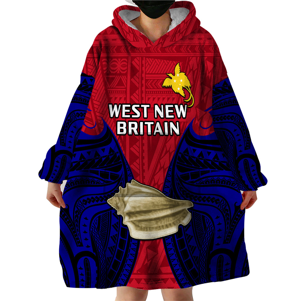 (Custom Personalised) Papua New Guinea Wearable Blanket Hoodie West New Britain Province Mix Coat Of Arms Polynesian Art - Wonder Print Shop