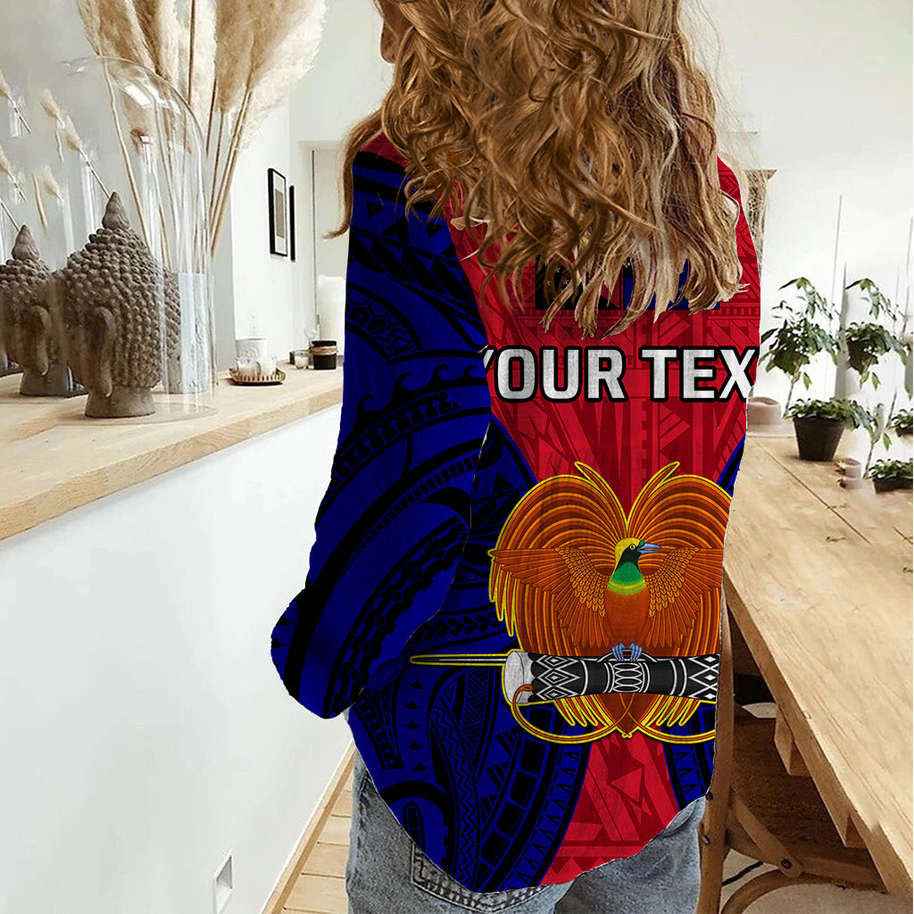(Custom Personalised) Papua New Guinea Women Casual Shirt West New Britain Province Mix Coat Of Arms Polynesian Art - Wonder Print Shop