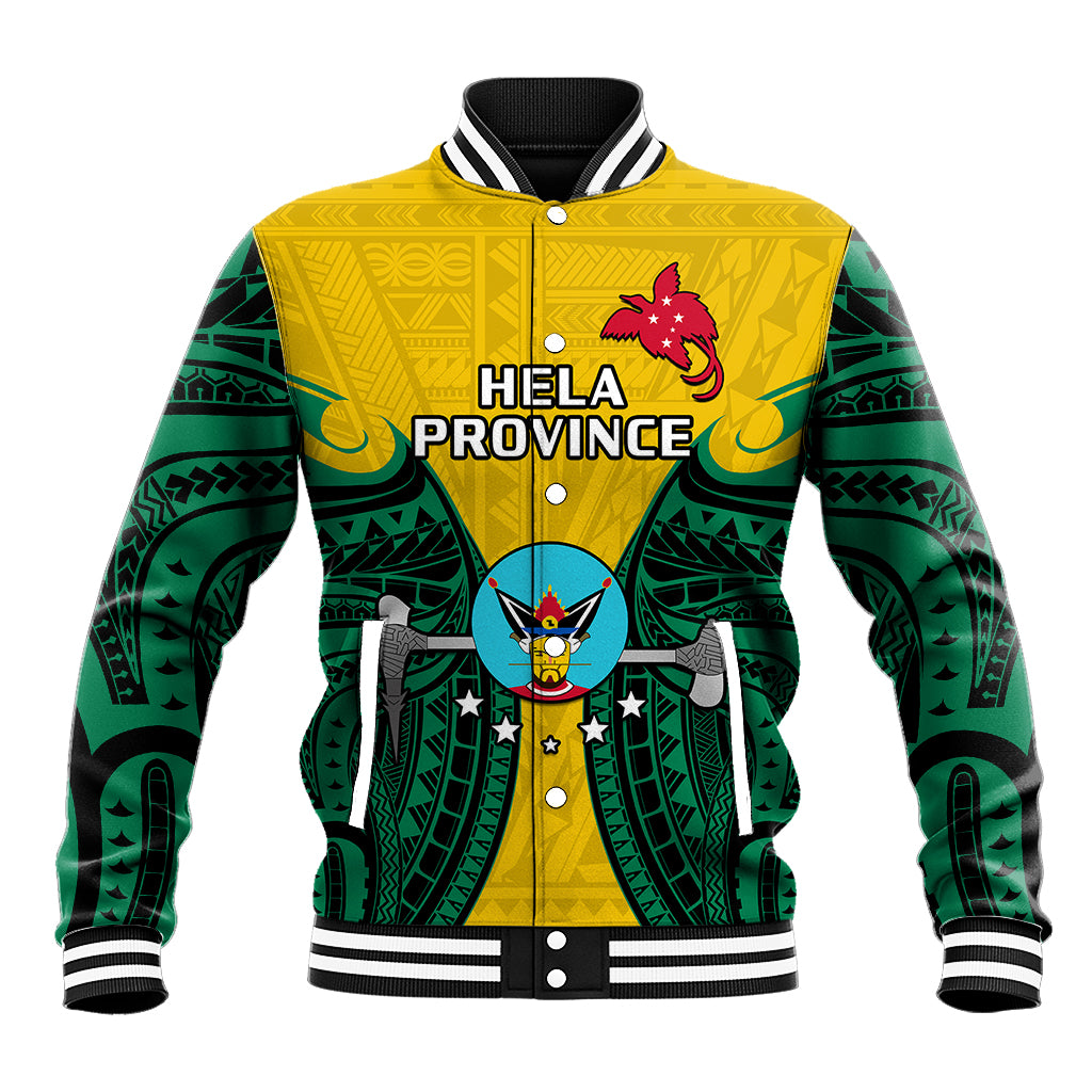Papua New Guinea Baseball Jacket Hela Province Mix Coat Of Arms Polynesian Art - Wonder Print Shop