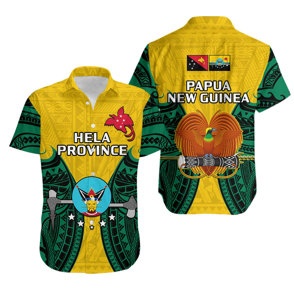 Papua New Guinea Hawaiian Shirt Hela Province Mix Coat Of Arms Polynesian Art - Wonder Print Shop