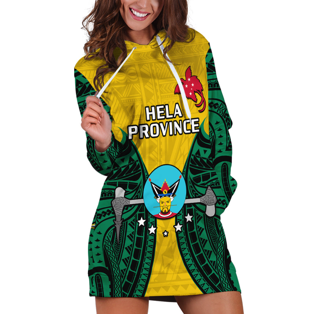 Papua New Guinea Hoodie Dress Hela Province Mix Coat Of Arms Polynesian Art - Wonder Print Shop