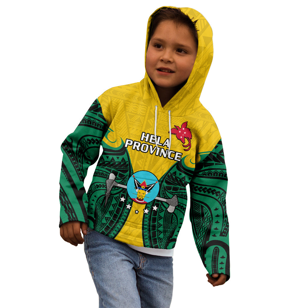 Papua New Guinea Kid Hoodie Hela Province Mix Coat Of Arms Polynesian Art - Wonder Print Shop
