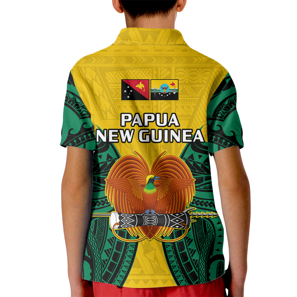 Papua New Guinea Polo Shirt for Kid Hela Province Mix Coat Of Arms Polynesian Art - Wonder Print Shop