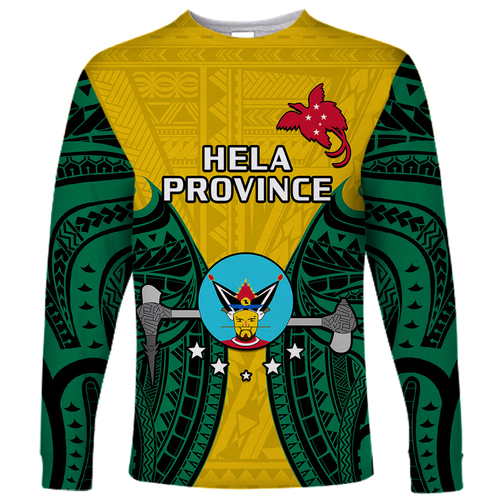 Papua New Guinea Long Sleeve Shirt Hela Province Mix Coat Of Arms Polynesian Art - Wonder Print Shop