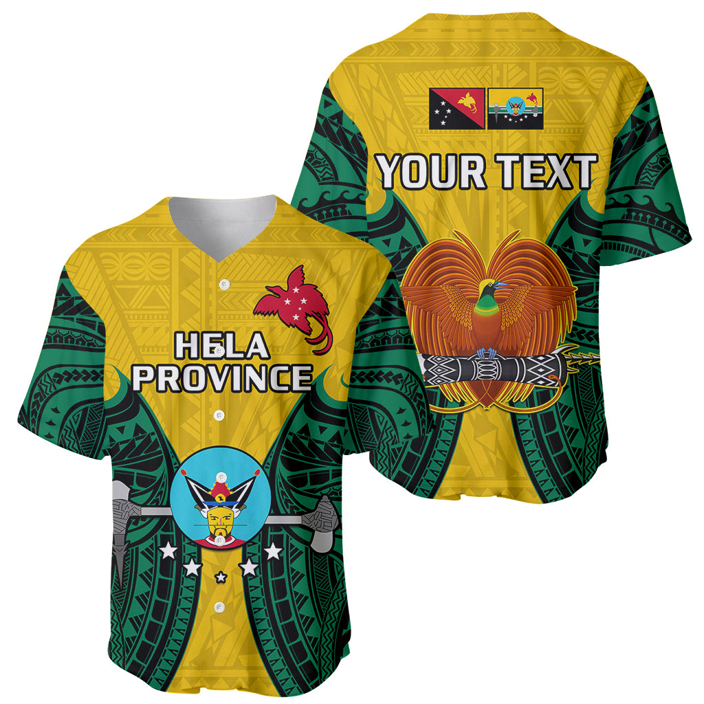 (Custom Personalised) Papua New Guinea Baseball Jersey Hela Province Mix Coat Of Arms Polynesian Art - Wonder Print Shop
