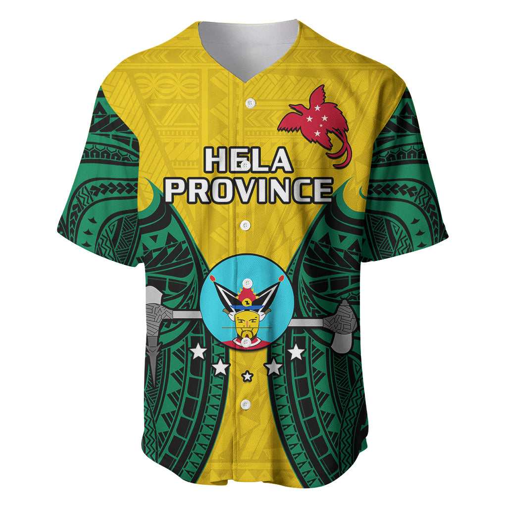 (Custom Personalised) Papua New Guinea Baseball Jersey Hela Province Mix Coat Of Arms Polynesian Art - Wonder Print Shop