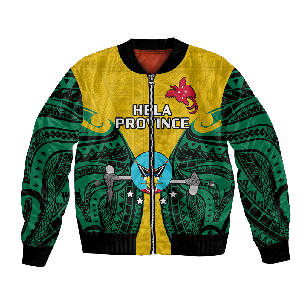 custom-personalised-papua-new-guinea-bomber-jacket-hela-province-mix-coat-of-arms-polynesian-art
