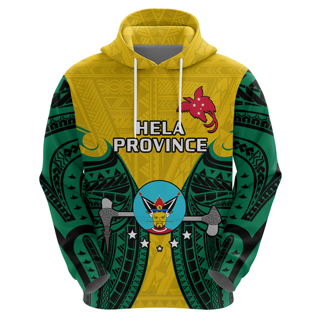 Custom Papua New Guinea Hoodie Hela Province Mix Coat Of Arms Polynesian Art - Wonder Print Shop