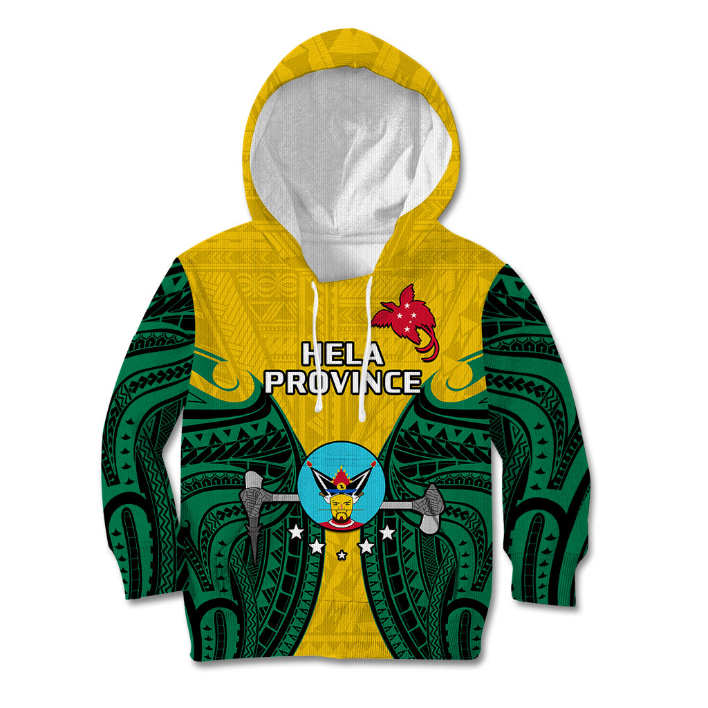 (Custom Personalised) Papua New Guinea Kid Hoodie Hela Province Mix Coat Of Arms Polynesian Art - Wonder Print Shop