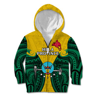 (Custom Personalised) Papua New Guinea Kid Hoodie Hela Province Mix Coat Of Arms Polynesian Art - Wonder Print Shop