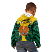 (Custom Personalised) Papua New Guinea Kid Hoodie Hela Province Mix Coat Of Arms Polynesian Art - Wonder Print Shop
