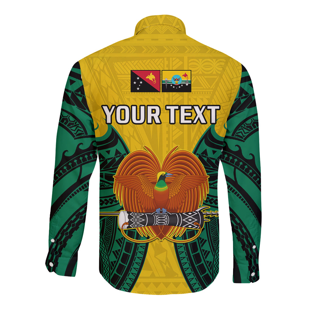 (Custom Personalised) Papua New Guinea Long Sleeve Button Shirt Hela Province Mix Coat Of Arms Polynesian Art - Wonder Print Shop