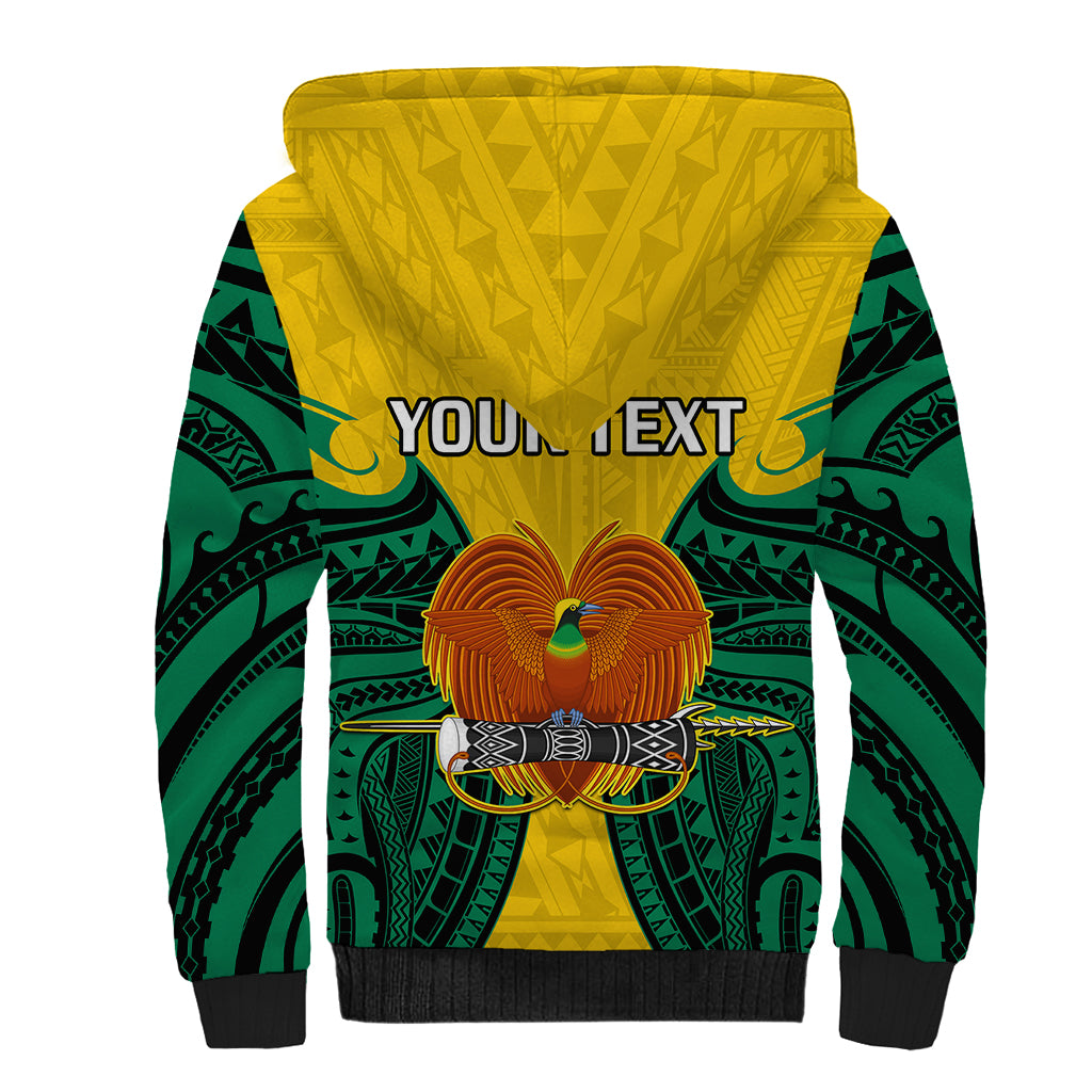 (Custom Personalised) Papua New Guinea Sherpa Hoodie Hela Province Mix Coat Of Arms Polynesian Art - Wonder Print Shop