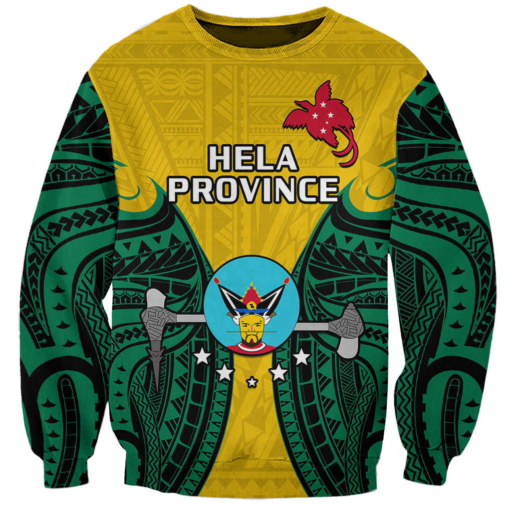 (Custom Personalised) Papua New Guinea Sweatshirt Hela Province Mix Coat Of Arms Polynesian Art - Wonder Print Shop