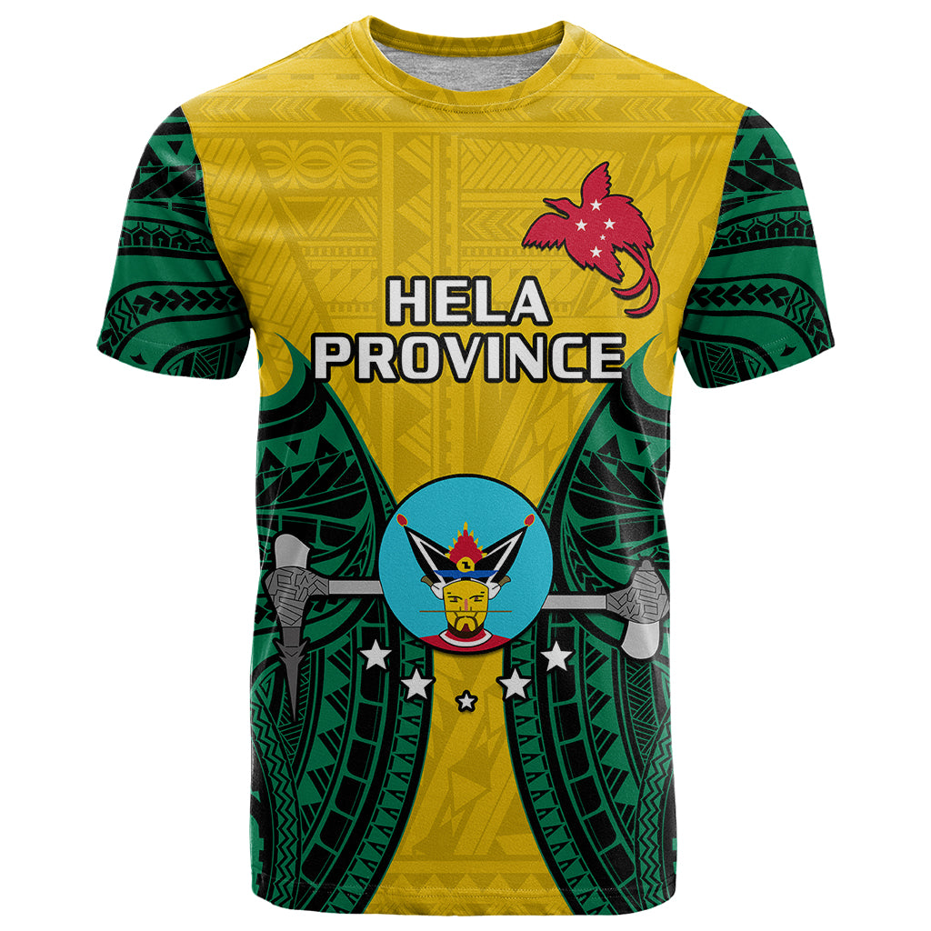 Custom Papua New Guinea T Shirt Hela Province Mix Coat Of Arms Polynesian Art - Wonder Print Shop