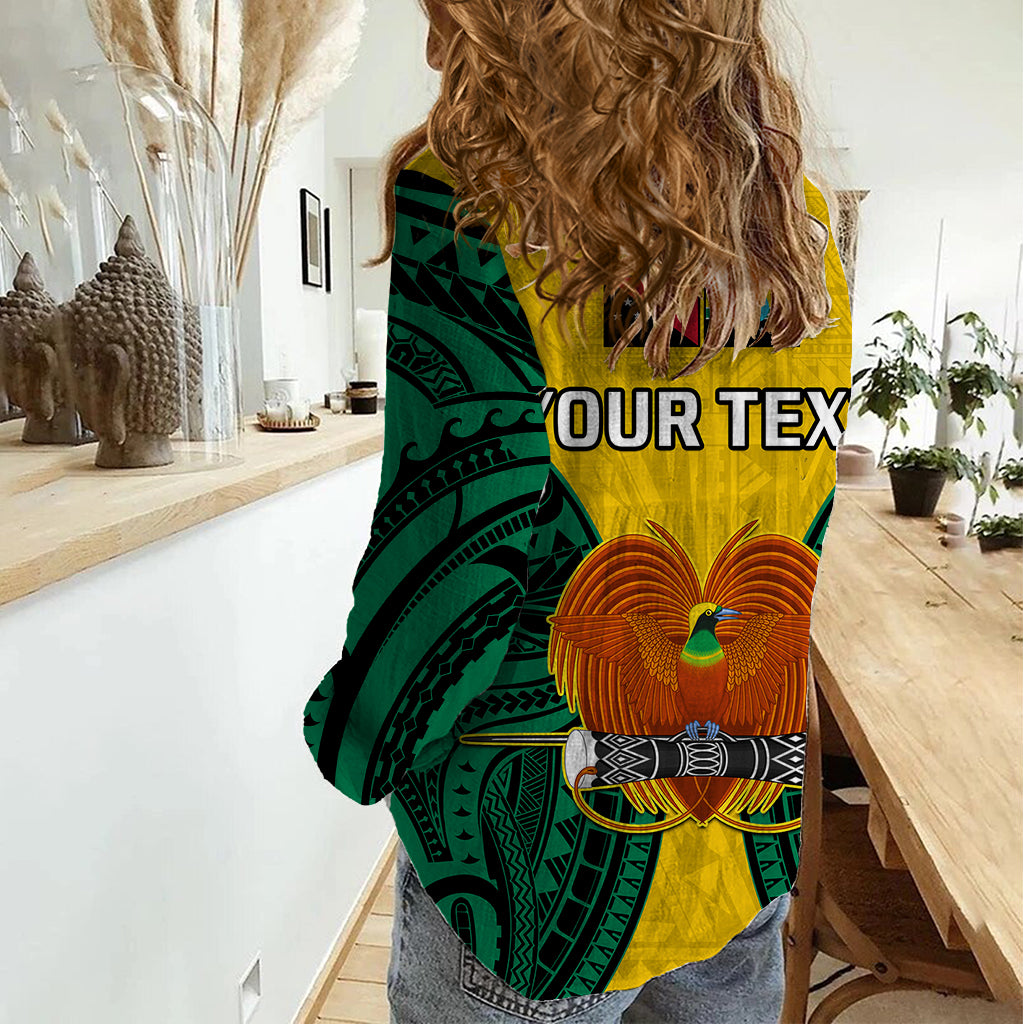 (Custom Personalised) Papua New Guinea Women Casual Shirt Hela Province Mix Coat Of Arms Polynesian Art - Wonder Print Shop