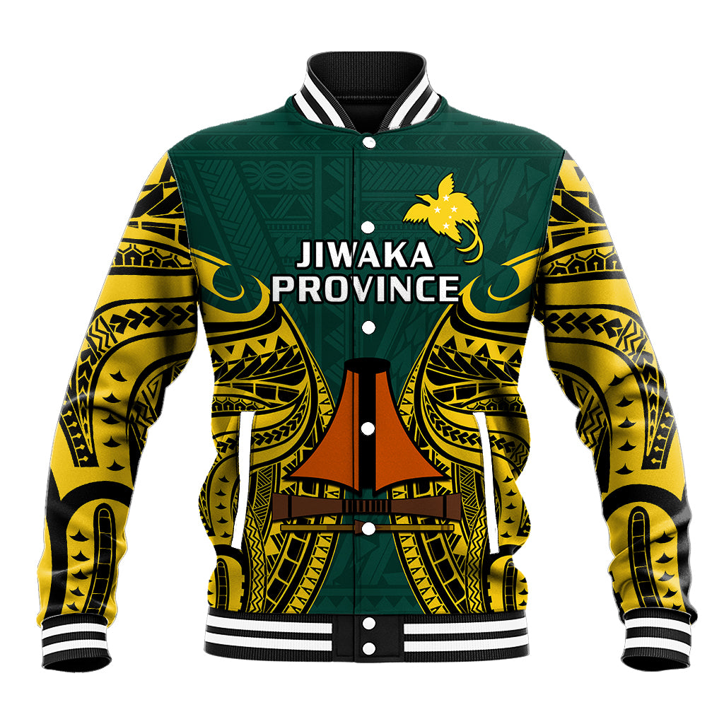 Papua New Guinea Baseball Jacket Jiwaka Province Mix Coat Of Arms Polynesian Art - Wonder Print Shop