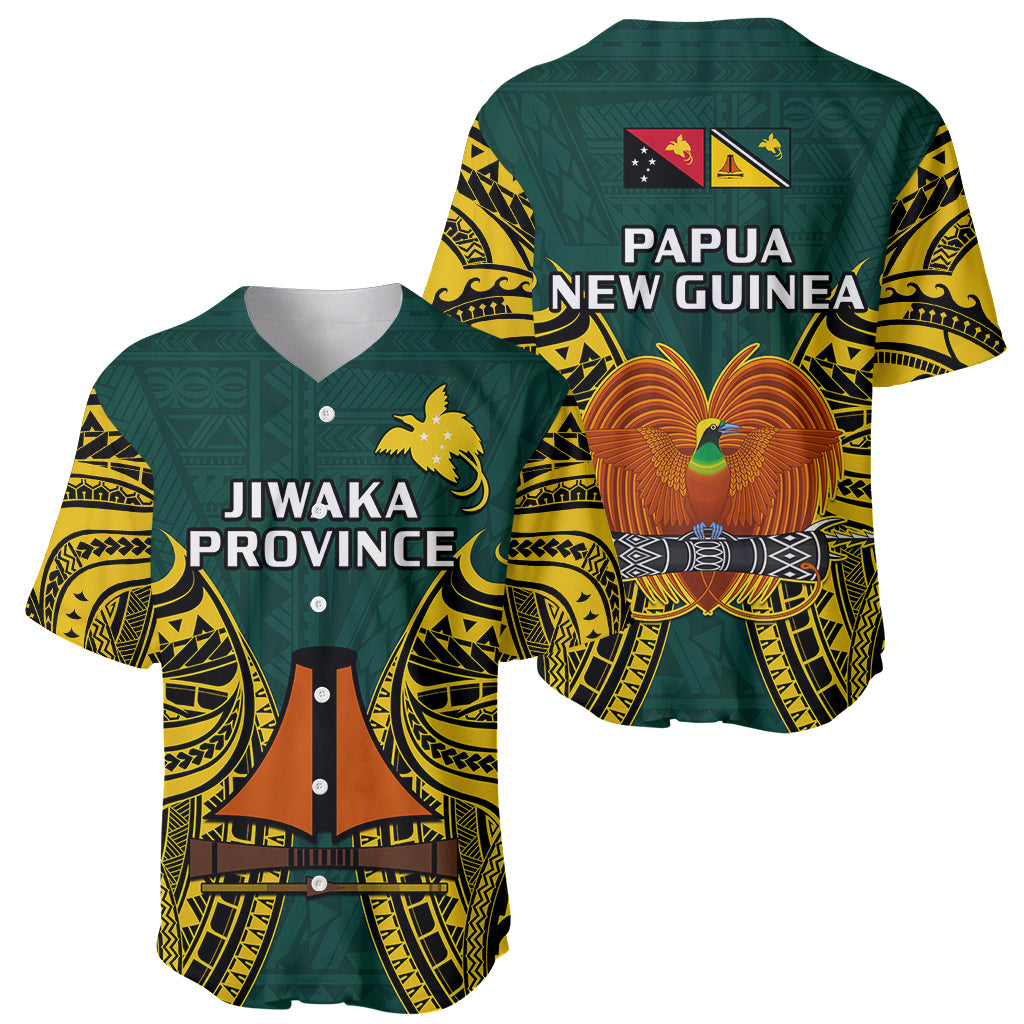 Papua New Guinea Baseball Jersey Jiwaka Province Mix Coat Of Arms Polynesian Art - Wonder Print Shop