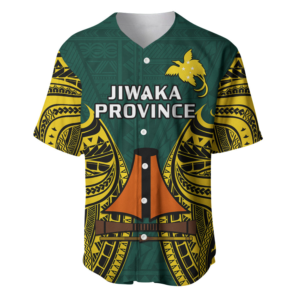 Papua New Guinea Baseball Jersey Jiwaka Province Mix Coat Of Arms Polynesian Art - Wonder Print Shop