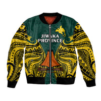 Papua New Guinea Bomber Jacket Jiwaka Province Mix Coat Of Arms Polynesian Art - Wonder Print Shop