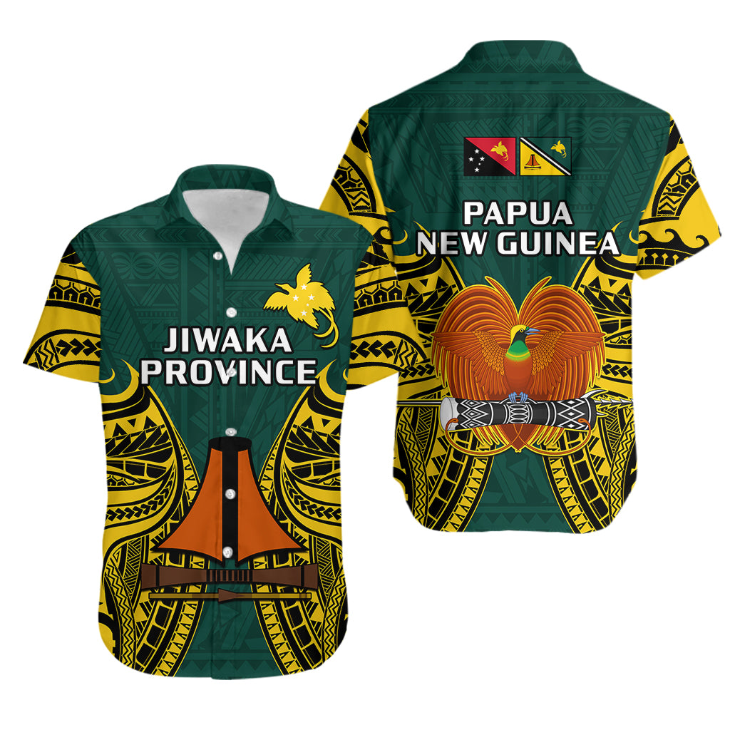 Papua New Guinea Hawaiian Shirt Jiwaka Province Mix Coat Of Arms Polynesian Art - Wonder Print Shop